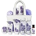 BODY & EARTH Spa Gift Baskets for Women 11pcs Lavender Gift Sets with Bubble Bath, Shower Gel, Body Lotion, Mom Birthday Gift