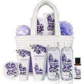 BODY & EARTH Spa Gift Baskets for Women 11pcs Lavender Gift Sets with Bubble Bath, Shower Gel, Body Lotion, Mom Birthday Gifts, Spa Kit, Purple Gift for Her, Mothers Day Gifts for Mom