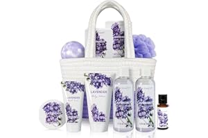 Spa Gift Baskets for Women - Body & Earth 11pcs Lavender Gift Sets with Bubble Bath, Shower Gel, Body Lotion, Birthday Gifts for Women, Spa Kit for Mom Gifts, Purple Gifts