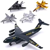 Crelloci 5 Pack Army Navy Airplane Toys Set with Light &amp; Sounds, Military Fighter Jet Die Cast Plane Metal Aircraft Toy, Pull Back Aircraft Gift for Kids Toddlers Boys Girls Ages 3+