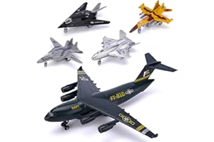 Crelloci 5 Pack Army Navy Airplane Toys Set with Light & Sounds, Military Fighter Jet Die Cast Plane Metal Aircraft Toy, Pull Back Aircraft Gift for Kids Toddlers Boys Girls Ages 3+