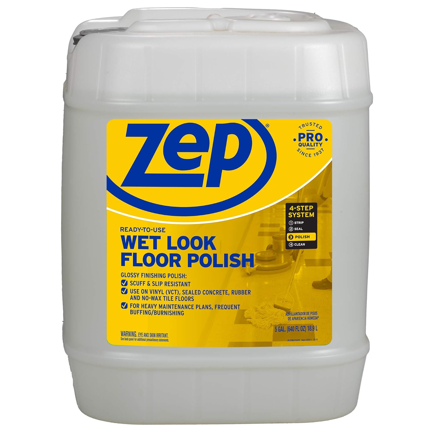 Zep Zuwlff5g Wet Look Floor Finish 5 Gals Floor Cleaner
