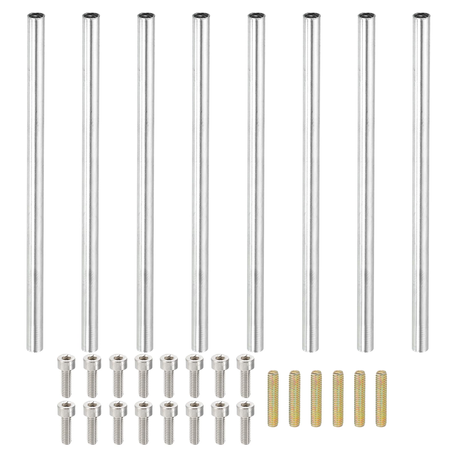 PATIKIL 120mm (4.7") Round Coupling Nuts Kit, M4 Threaded Connector Bar Hardware with Fully Thread Rods Socket Screws for Lamp Model Furniture DIY Repair Part