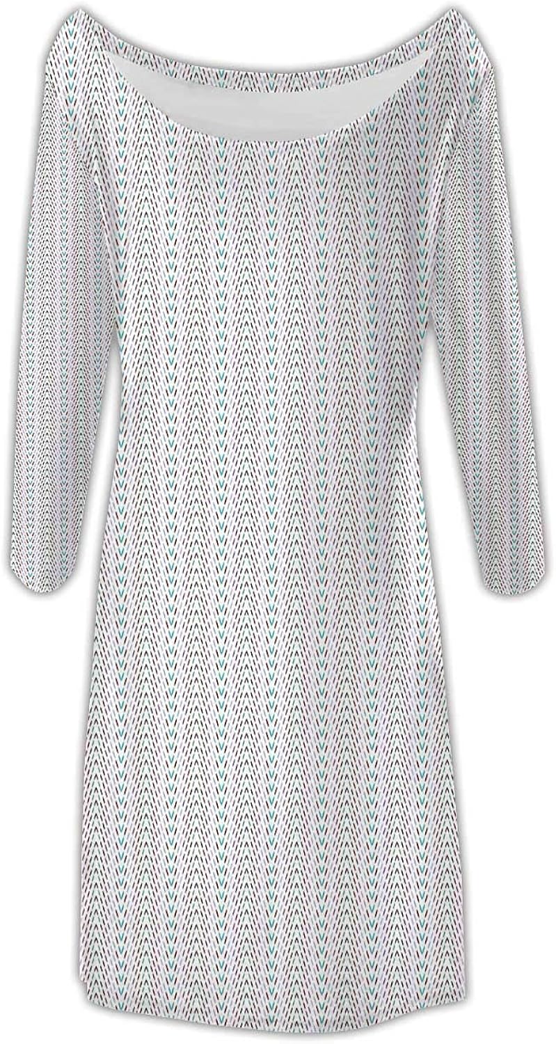 Abstract,Women's Slim Short Dress Continuous Creative Pattern with Asymmetric Irregular Rounds XS