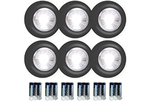 DREAM MASTER 6 Pack Tap Light Push Lights- LED Battery-Powered Wireless Night Light Stick Tap Touch Lamp Stick-on Push Light for Closets, Cabinets, Counters, or Utility Rooms,Cordless Touch Light(Black)