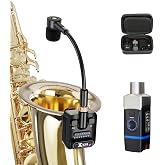 Xvive U7 Saxophone Microphone Wireless System, Wireless Microphone for Saxophones, Trumpet, Trombone Brass Instruments, 2.4 GHz,with Case