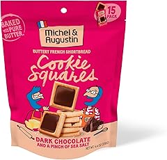 Michel et Augustin Cookies, Individually Wrapped Snacks, Gourmet Dark Chocolate & Sea Salt Shortbread, 15 French Butter Cooki