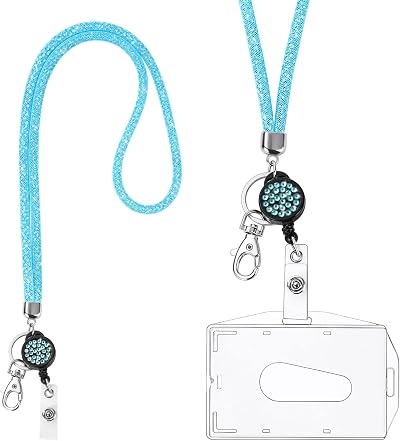 Vicloon Victorini Crystal Transparent Card Holder with Lanyard Light Blue