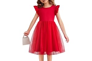 Flypigs Toddler Tutu Dress Girls Ruffle Tulle Dresses Cute Summer Party Princess Sundress for 2-7Y