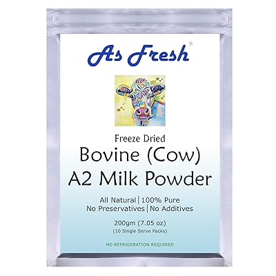 As Fresh A2 milk powder 7 oz I 10 single serve sachets I Freeze Dried I 100% Pure I Unsweetened