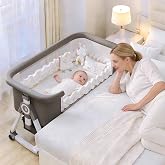 Nawahev Baby Bassinet,3 in 1 Baby Bassinets Bedside Sleeper with Wheels and Mosquito Net,Bedside Bassinet for Baby with Comfy Mattress, Mattress&amp;Breathable Mesh,Storage Basket