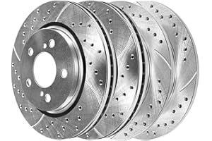 AUTO SHACK AutoShack Front and Rear Drilled Slotted Brake Rotors Silver Set of 4 Replacement for 2011-2020 Toyota Sienna 2014-2019 Highlander 2010-2014 2015 Lexus RX350 RX450h 2.7L 3.5L V6 AWD FWD BRKPKG040103