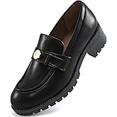 Ecetana Womens Loafers Comfortable Slip On Chunky Platform Penny Fashion Shoes for Business Work Casual