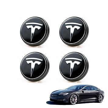 LFOTPP 4 Stück Magnetaufhängung Radnabenkappen für Model X S 3 Beleuchtete Nabendeckel Radkappen