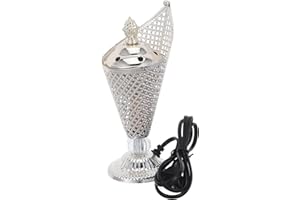 KOCKSHION Silver Small Electric Incense Burner Plug-in Metal Bakhoor Burner for Frankincense Resin Home