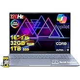 ASUS Vivobook S16 AI PC Laptop 16" 2.8k OLED 120Hz (600nits, 100% DCI-P3) Intel 16-core Ultra 9 285H 32GB RAM 1TB SSD Backlit for Creator Designer Business Professional Win11 ICP Hub w/Copilot+ AI