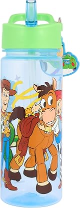 Disney Toy Story 500ml Water Bottle with Straw Blue Buzz Charm Woody Rex Jessie view 3