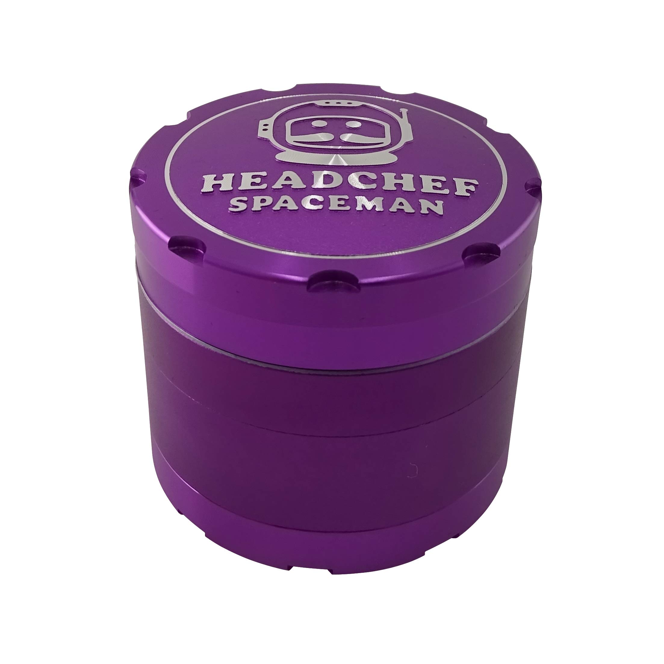 Headchef Spaceman Metal Herb Grinder with Laser Beam Cut, Ultra Sharp Teeth and Sifter Scraper, Version 2 – 4 Piece Grinder, 55mm (Neutron Purple)