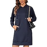 Quenteen Hoodie Dress for Women Sweatshirt Dress Oversized Casual Split Hem 2025 Fall Winter Pullover Dresses with Pockets