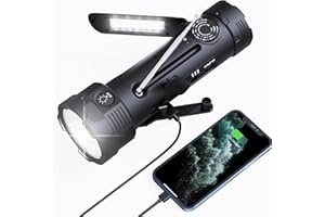 PPLEE NOAA Emergency Flashlight Rechargeable with Weather Radio,AM/FM Weather Alert Solar Hand Crank Survival Radio,Battery Powered Radio,Reading Lamp,USB Phone Charger,SOS Alarm