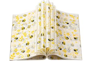 KVCSYAW 100 Pcs Wax Paper Sheets for Food, Bee Day Wax Paper for Food Sandwich Wrap Paper Deli Wraps, Waterproof Oil-proof Picnic Basket Liners with Bee Pattern for Kitchen Handmade Food