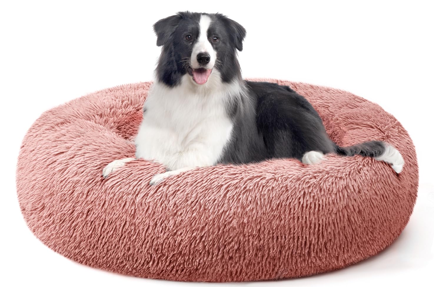 YOJOGEE Calming Donut Dog Bed for Large Medium Dogs, Fluffy Anti Anxiety Xl Dog Beds Extra Large Washable Puppy Bed Non-Slip Plush Cuddler Warming Round Faux Fur Pet Bed