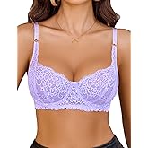 Avidlove Women's Lace Underwire Bra Sexy Mesh Balconette Unlined Everyday Bra Lingerie