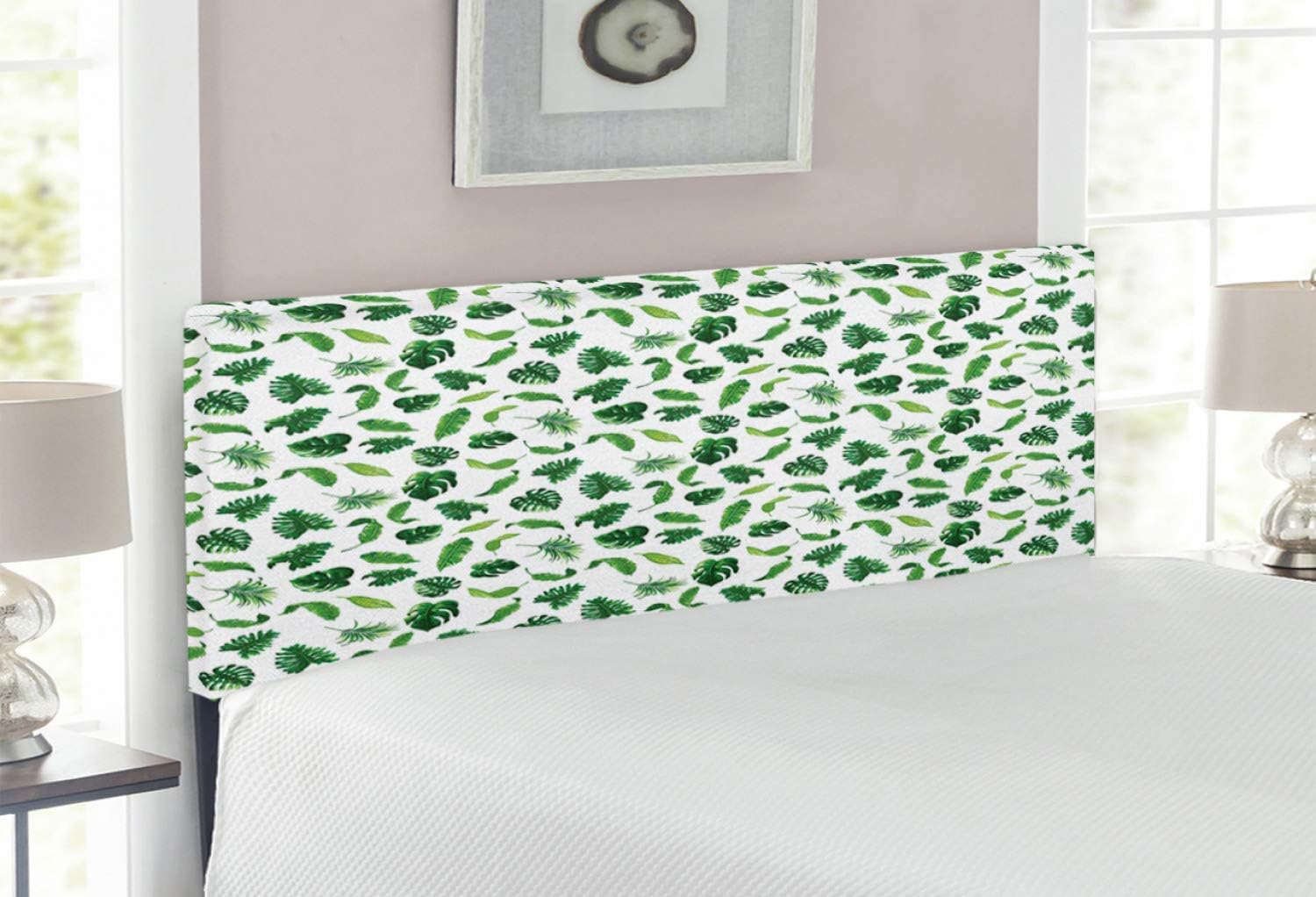 Ambesonne Tropical Headboard, Diversified Palm Tree Leaves