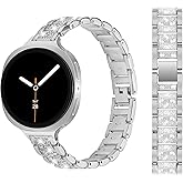 Metal Bands for Samsung Galaxy Watch 8 Band 40mm 44mm/8 Classic 46mm Women,Shiny Bling Diamond Stylish Stainless Steel Strap Replacement WristBands for Samsung Watch 8 Band 40 44 mm