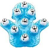 Boseen Handheld Massage Ball for Muscle Back Neck Joint Foot Shoulder Leg Pain Relief - Palm Shaped Massage Tool with Roller Balls, Portable Design, Blue