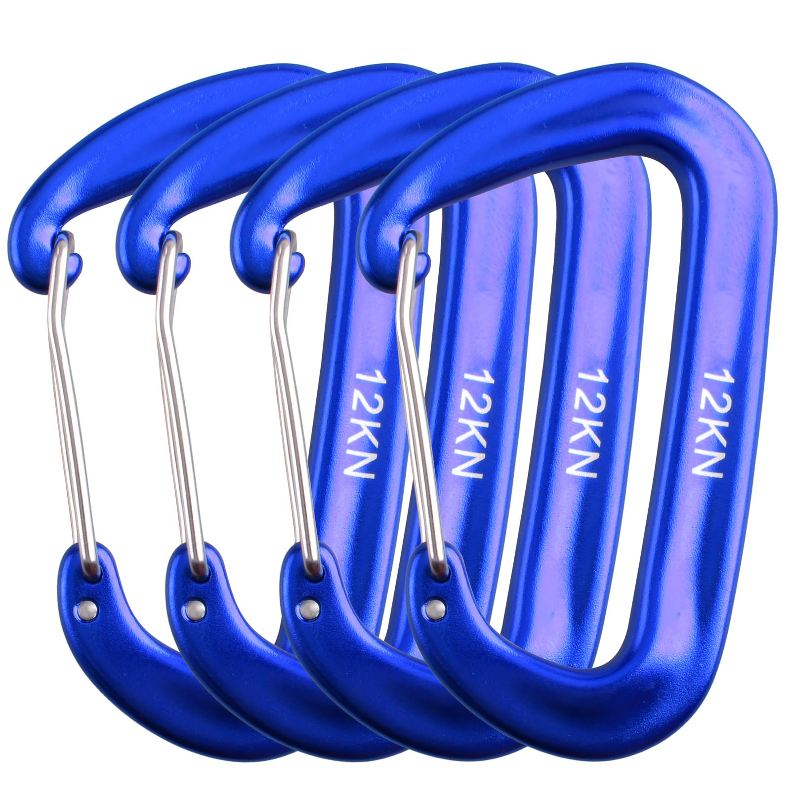 Azarxis 12 kN Carabiner Clips, 4 Pack Heavy Duty Carabiners Clip Rated 2697 LBS Lightweight for Hammock, Camping, Hiking, Backpack, Dog Leash, Gym (Dark Blue)