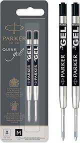 Parker Gel Pen Refills Medium 0.7mm Black QUINK Ink 2 Count