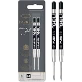 Parker Refill for Parker Retractable Gel Ink Roller Ball Pens, Medium Conical Tip, Black Ink, 2/Pack