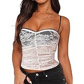 Women Sexy Y2k Double Lined Shelf Bra Tank Top Dressy Crop Corset Camisole Top with Built in Bra for Date Night Club