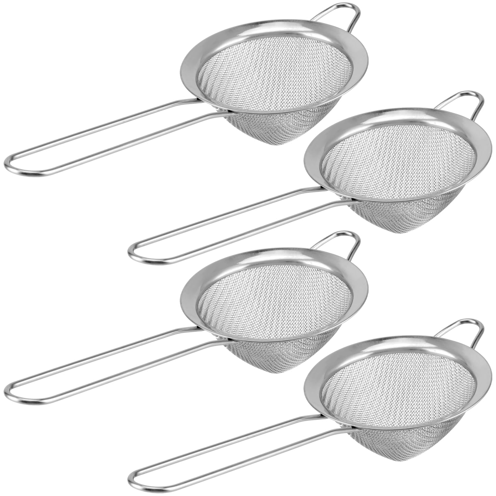 FUNSUEI 4 PCS Fine Mesh Strainer Bar, Colander Stainless Steel Mesh, Cocktail Strainer Sieve Bar for Loose Tea, Coffee, Juice, Sugar, Spice