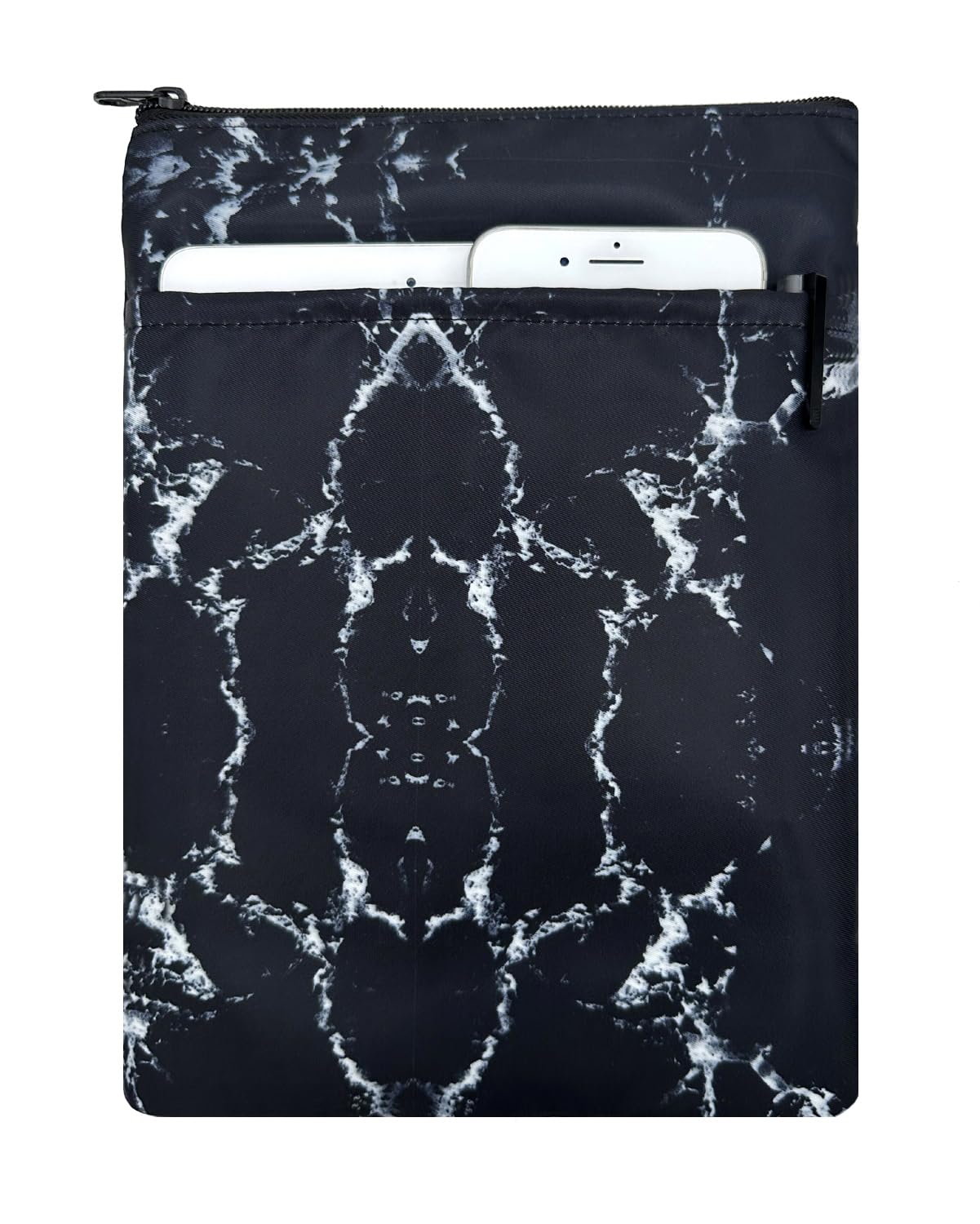 KOSTOO Zipper Book Sleeves, Travel Protector Pouch for Paperbacks & Hardcover Books, Washable Book Covers Case with Front Pocket for Book Lovers (Black)