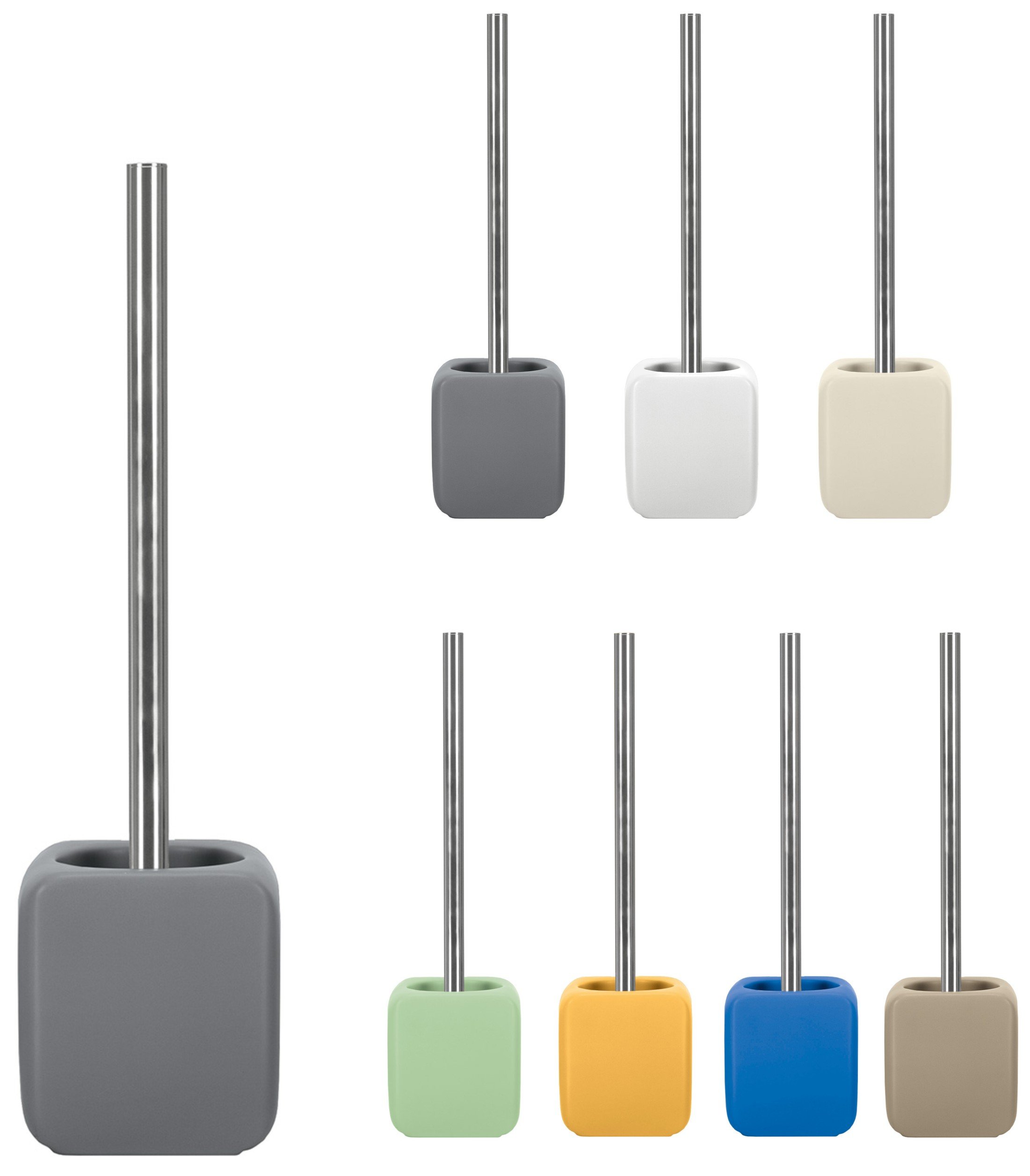 KW Cube Ceramic Toilet Brush and Holder (Grey)