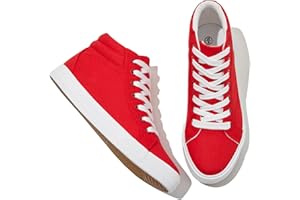 XRH Women Black Canvas High Tops Sneaker for Walking,White Non Slip Hi Top Lace up Shoes,Casual Fashion Mid Top Sneaker(Comfortable,Breathable,Trendy)