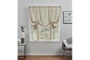 EXCLUSIVE HOME Loha Light Filtering Rod Pocket Tie Up Shade, 54"x63", Natural