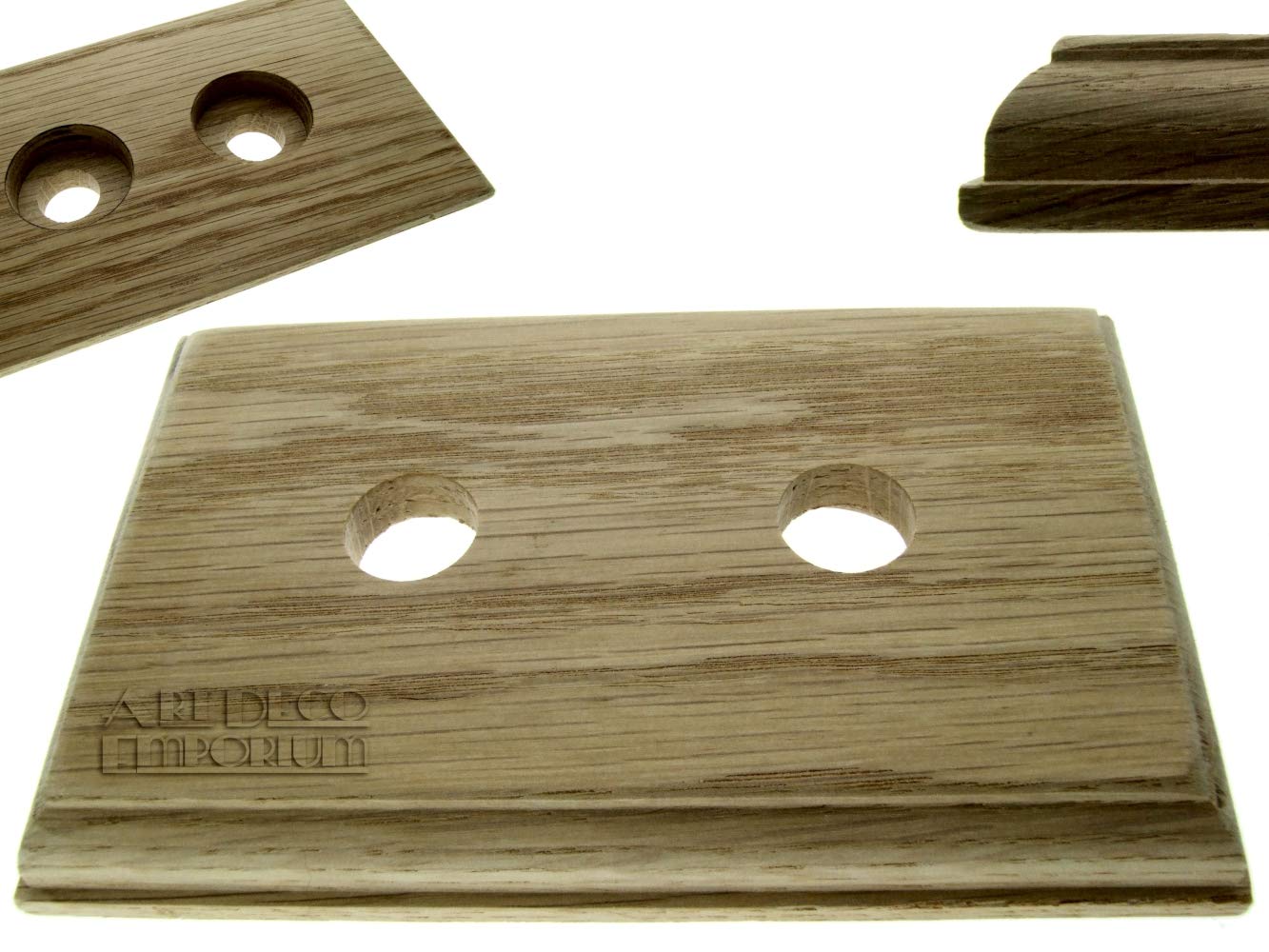 2 Pack Solid Natural Oak Ogee Profile Rectangular Switch Mount Pattress 2 Gang for 2 Switch for Toggle, Dolly, Period, Vintage and Bakelite Light Switches