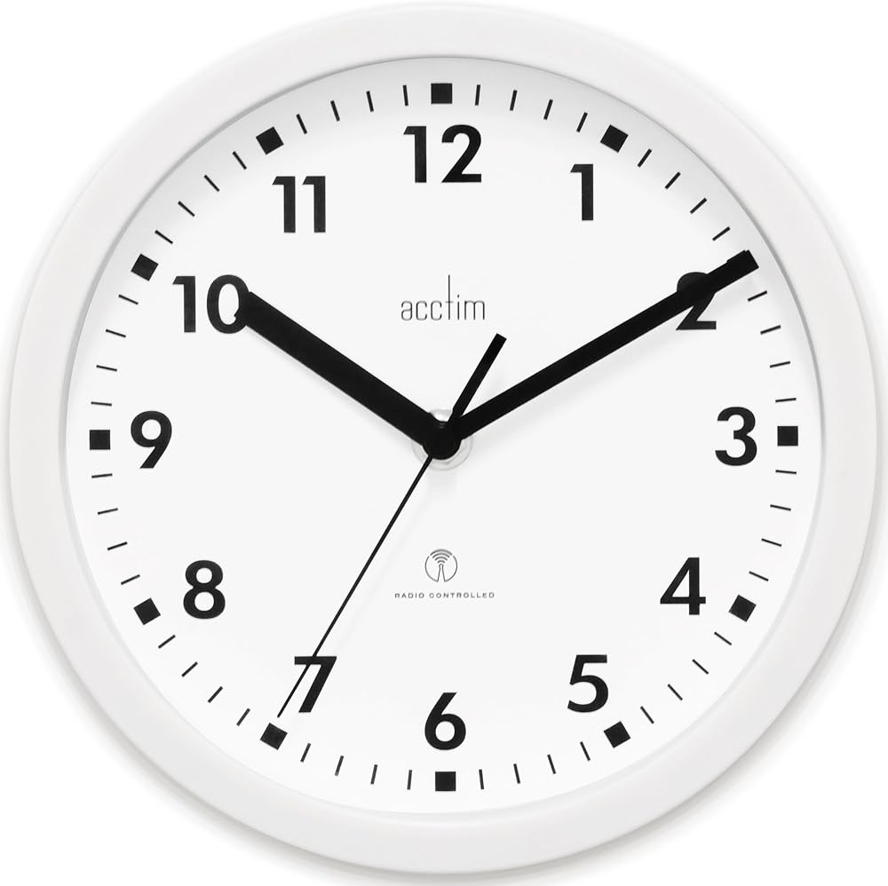 Acctim Nardo 20cm Radio Controlled Wall Clock UK MSF Atomic Time