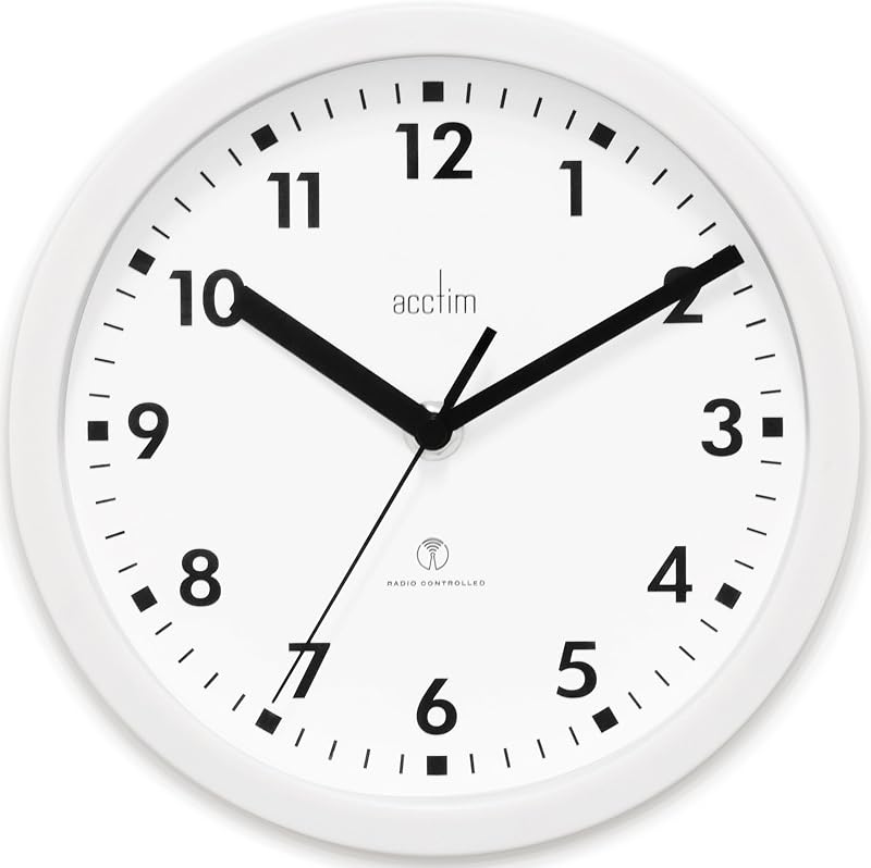 Acctim Nardo 20cm Radio Controlled Wall Clock UK MSF Atomic Time