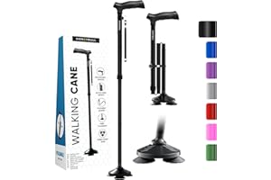 HONEYBULL Walking Cane for Men & Women - Foldable, Adjustable, Collapsible, Free Standing Cane, Pivot Tip, Heavy Duty | Walki