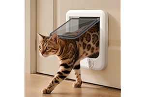 LIBBEPET Cat Door Indoor, Push & Turn 4-Way Lock Indoor Cat Doors, Reinforced ABS Frame Pet Doors for Cats Up to 18 lbs, Easy