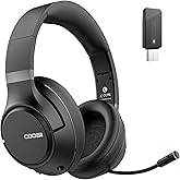 H300 Wireless Headphones with Microphone,Over Ear Bluetooth Headsets, Black | USB Dongle,One-Tap Mute, Environmental Noise Cancelling Retractable Mic for Work Office Call Center Laptop Computer
