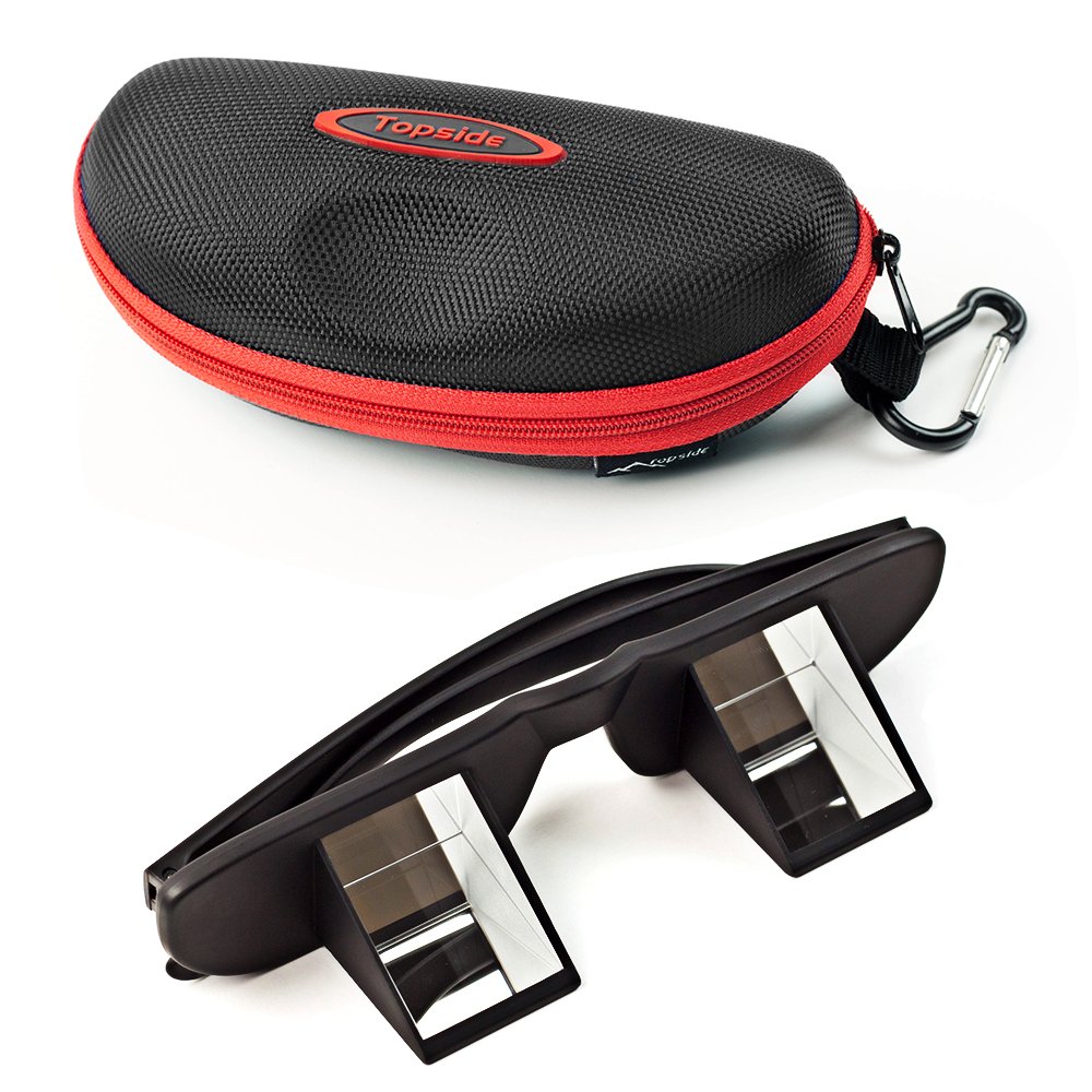 TOPSIDE Belay Glasses for Rock Climbing, High Transparency 90ยฐ Prisms, Shockproof Case, Neck Strap.