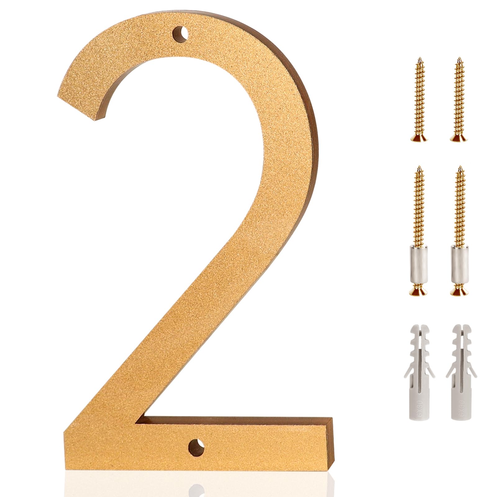 Photo 1 of 5 Inch Mailbox Numbers for Outside 2 - Easy Installation With Screw Set, Includes Hardware for Flush or Floating Mount, Gold Acrylic Address Mailbox Numbers for Door, Exterior, Porch