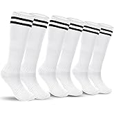 KIUEZIR 3 Pairs Baseball Socks Softball Knee-High Athletic Socks Casual Stripes Tube Socks for Youth Men and Women