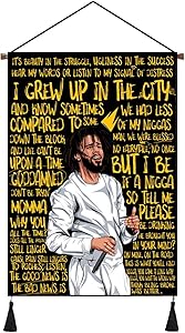 Premium Vibrant Color Hanging Poster Canvas Wall Art, J Cole Tapestry Plush Scroll With Tassels, Decoration For Home, Dorm , Office & Comic Exhibition(16''Wx24''H)