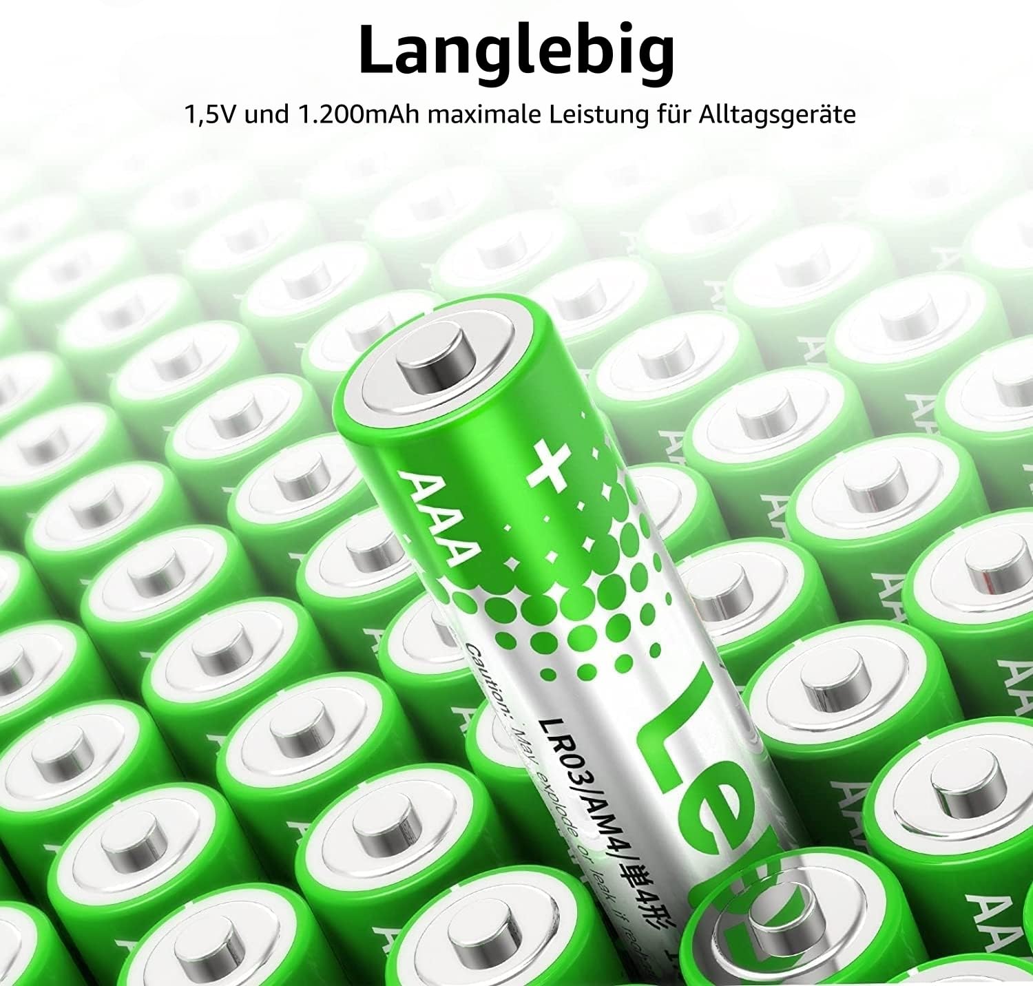 Lepro AAA Batterien, 100 Stück, Alkaline Batterie AAA mit 1.5V - Langlebig, Leistungsstark & Auslaufsicher, Ideal für Fernbedienungen, Spielzeug, Uhren, Taschenlampe UVM 2